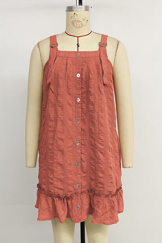 Button-Front Ruffled Casual Dress