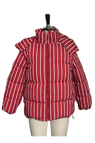 Striped Puffer Jacket with Shoulder Detail