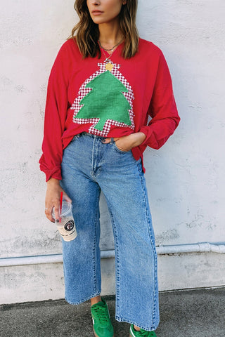 Festive Tree Appliqué Sweatshirt