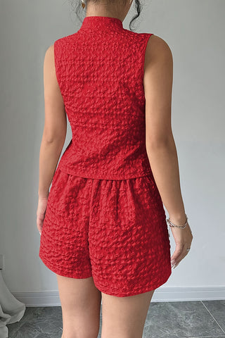 Textured Sleeveless Short Set