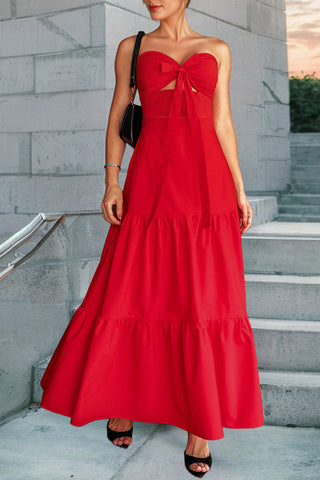 Halter Cutout Tiered Maxi Dress