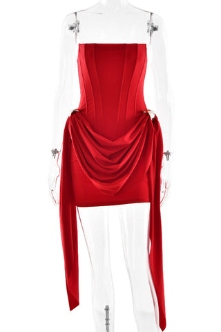 Elegant Draped Strapless Mini Dress
