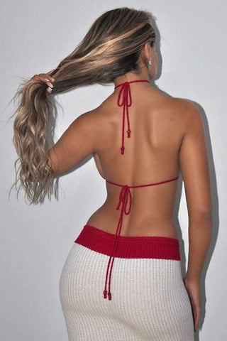 Crochet Trim High-Waist Skirt Set