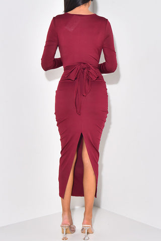 Twist Front Long Sleeve Maxi Dress
