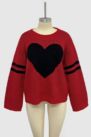 Heart Pattern Oversized Sweater