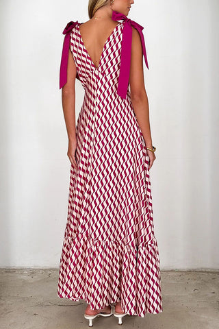 Chevron Pattern Casual Maxi Dress