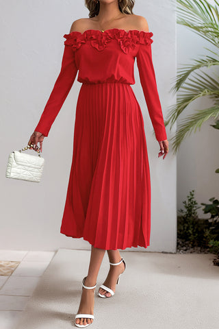 Off-Shoulder Ruffle Midi Dress