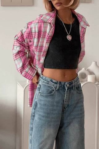 Oversized Plaid Button-Down Shirt