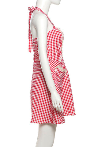 Charming Gingham Halter Sundress