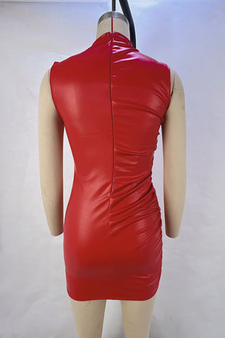 Sleek Mock Neck Casual Mini Dress