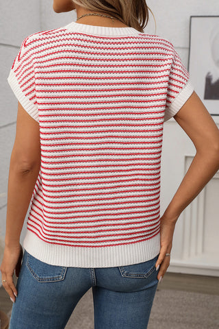 Striped Knit Sweater Sleeveless Top