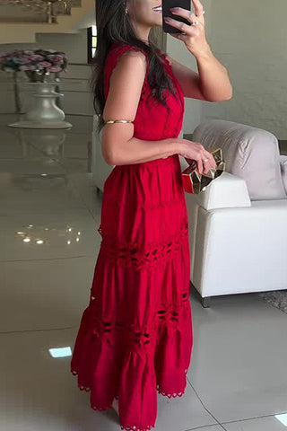 Tiered Cutout Midi Dress