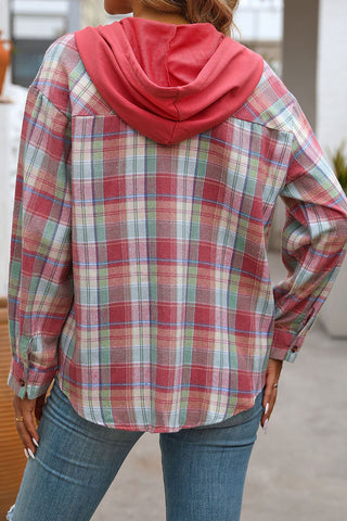 Casual Plaid Hooded Shirt