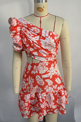 Floral One-Shoulder Dress