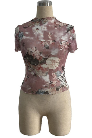 Artistic Print High Neck T-Shirt