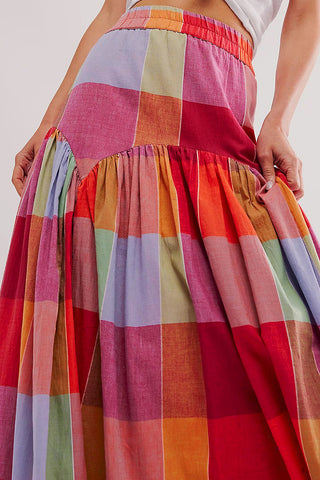 Vibrant Patchwork Maxi Skirt