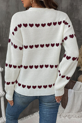 Heart Pattern Knit Sweater