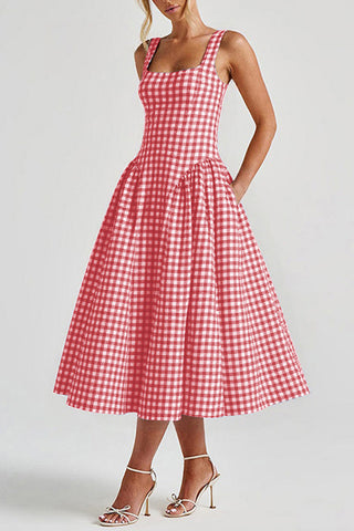 Gingham Sundress with Square Neckline