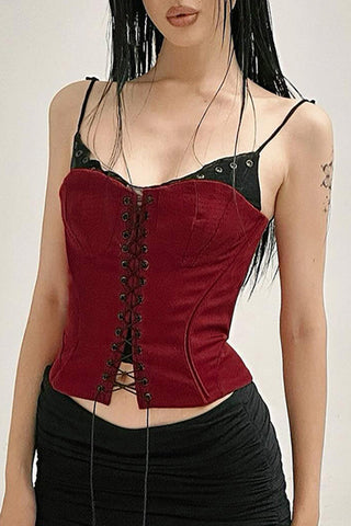 Lace-Up Corset Tank Top