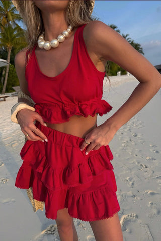Ruffle Trim Skirt Set