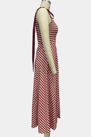 Striped V-Neck Vacation Dress