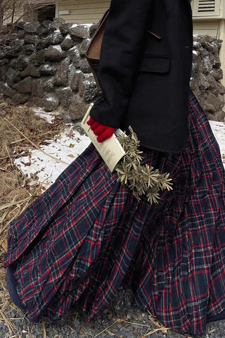 Plaid High-Waist Maxi Skirt