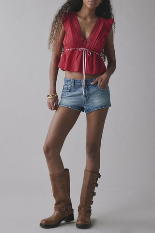Sleeveless Ruffled Tank with Tie Waist