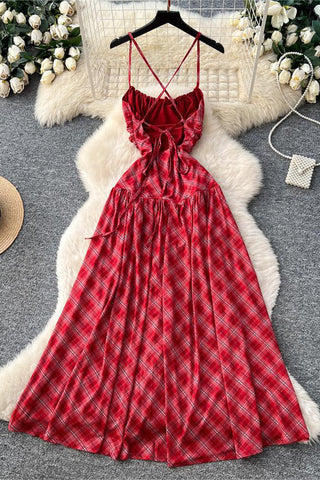Strappy Plaid Maxi Dress