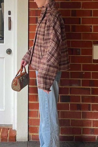 Button-Front Plaid Jacket