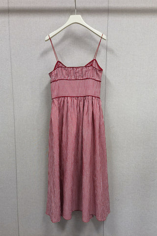 Spaghetti Strap Gingham Midi Dress