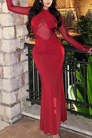 Elegant Cross-Front Evening Dress