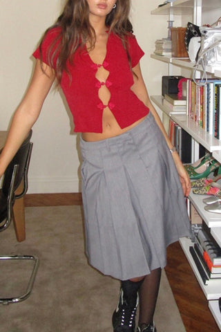 Short Sleeve Frog Button Top