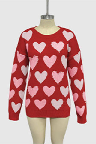 Heart Pattern Knit Sweater