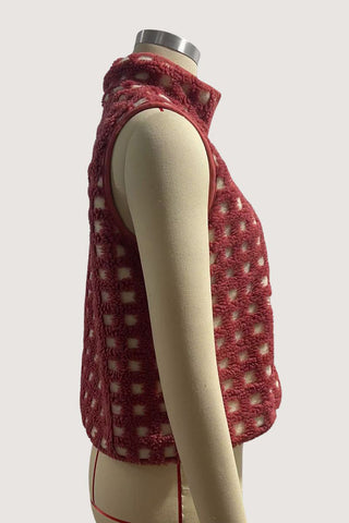 Zip-Front Checkered Vest