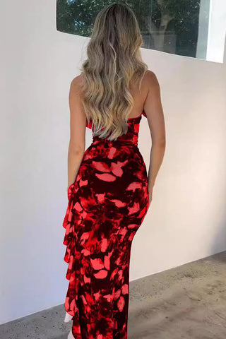 Lace-Up Floral Casual Dress