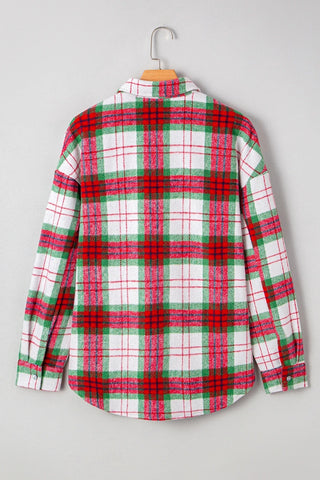 Plaid Button-Up Casual Shacket