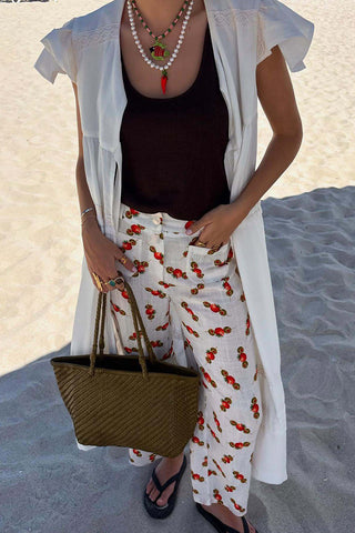 Playful Lobster Print Casual Pants