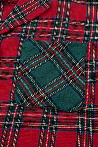 Festive Plaid Patched 2-Piece Pajama Set