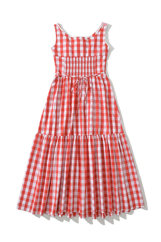 Button-Front Checkered Casual Dress