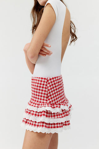 Ruffle Gingham Mini Skirt