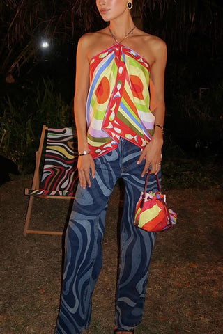 Vibrant Halter Neck Scarf Top