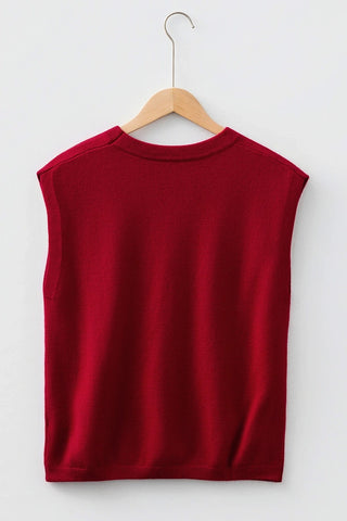 Crew Neck Cap Sleeve Sweater Vest