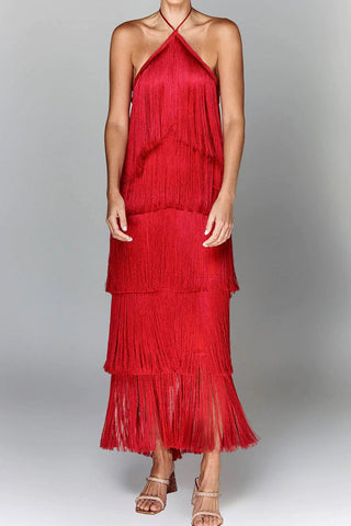 Fringe Halter Night Out Dress