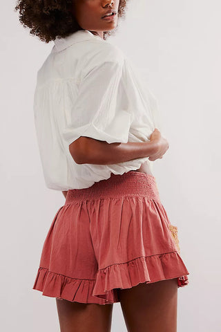 Patterned Pleated Casual Shorts