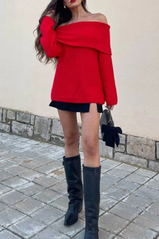 Off-Shoulder Knit Sweater