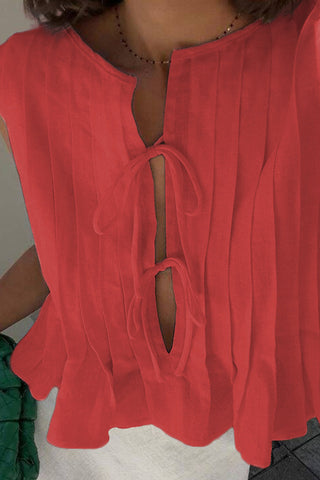 Tie-Front Pleated Tank Top