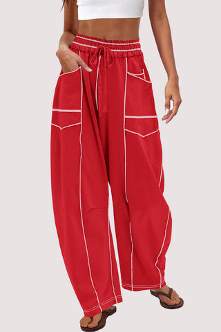 Relaxed Wide-Leg Drawstring Pants