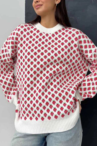 Patterned Crew Neck Sweater
