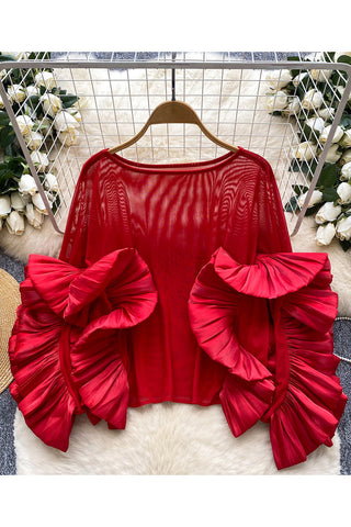 Ruffle Sleeve Statement Blouse