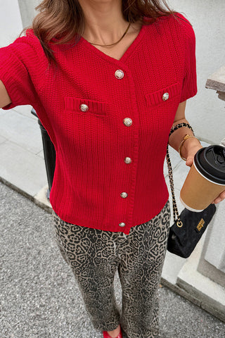 Button-Front Knit Cardigan